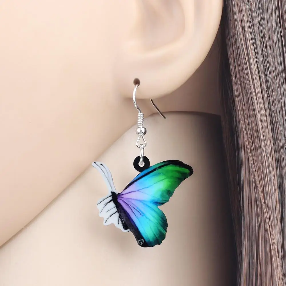 ARWA Акриловые Синие Морфо бабочка животное серьги большой длинный печать