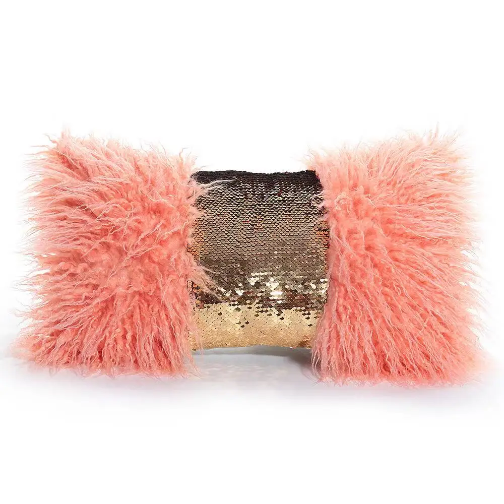 30x50 см новая Прямоугольная подушка из искусственной шерсти Золотая блестящая