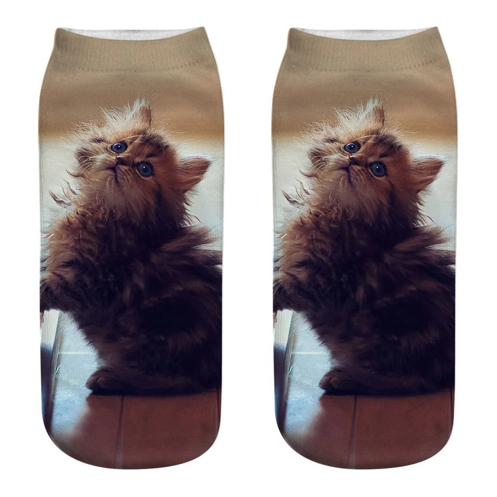 Летние женские носки с объемным рисунком Новинка безумные забавные котом милые