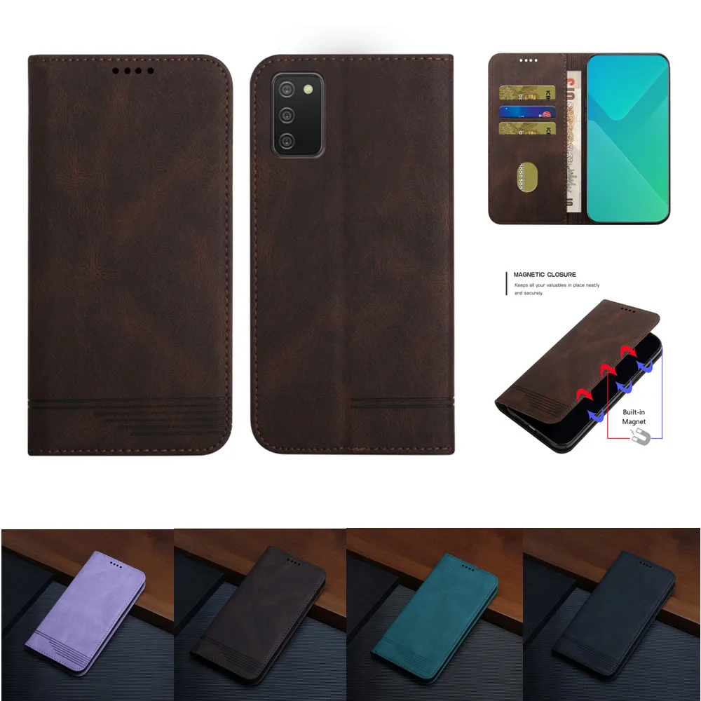 

A52S Matte Leather Wallet Flip Case for Galaxy A82 Quantum 2 5G A32 A72 A12 A22 A30S A50 A42 A81 A70 Card Magnetic Protect Cover