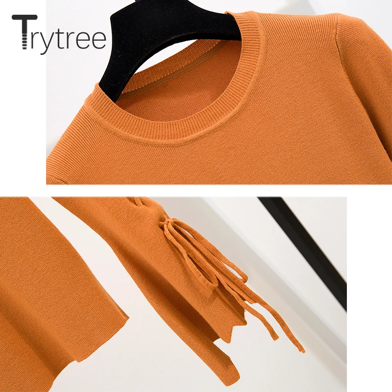 Trytree осенне зимний комплект из двух предметов Повседневный Топ с О образным