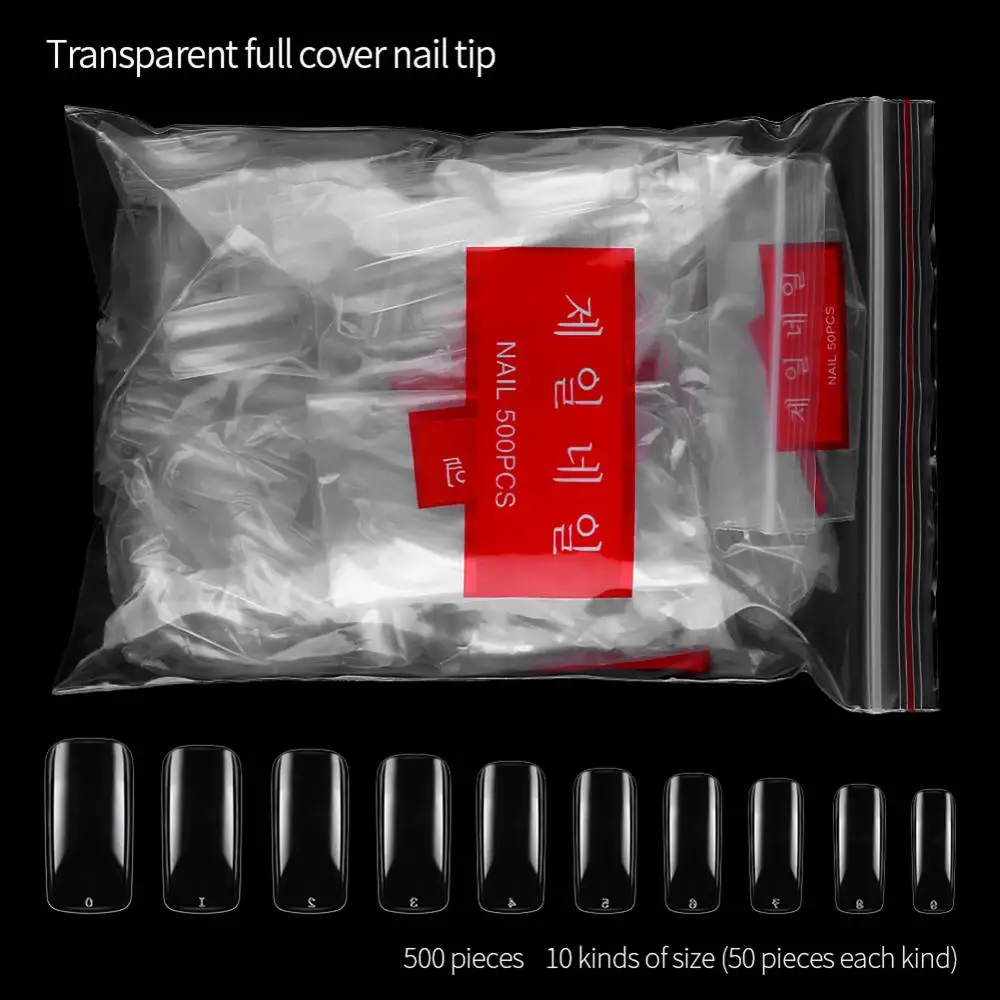 500 шт. прозрачные белые натуральные французские накладные акриловые ногти Типсы