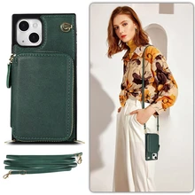 Crossbody Zipper Wallet Phone Case For iPhone 13 12 11 Pro Max 6 7 8 SE 2020 6P 7P 8P X XR XS MAX Card Holder Purse Back Cover