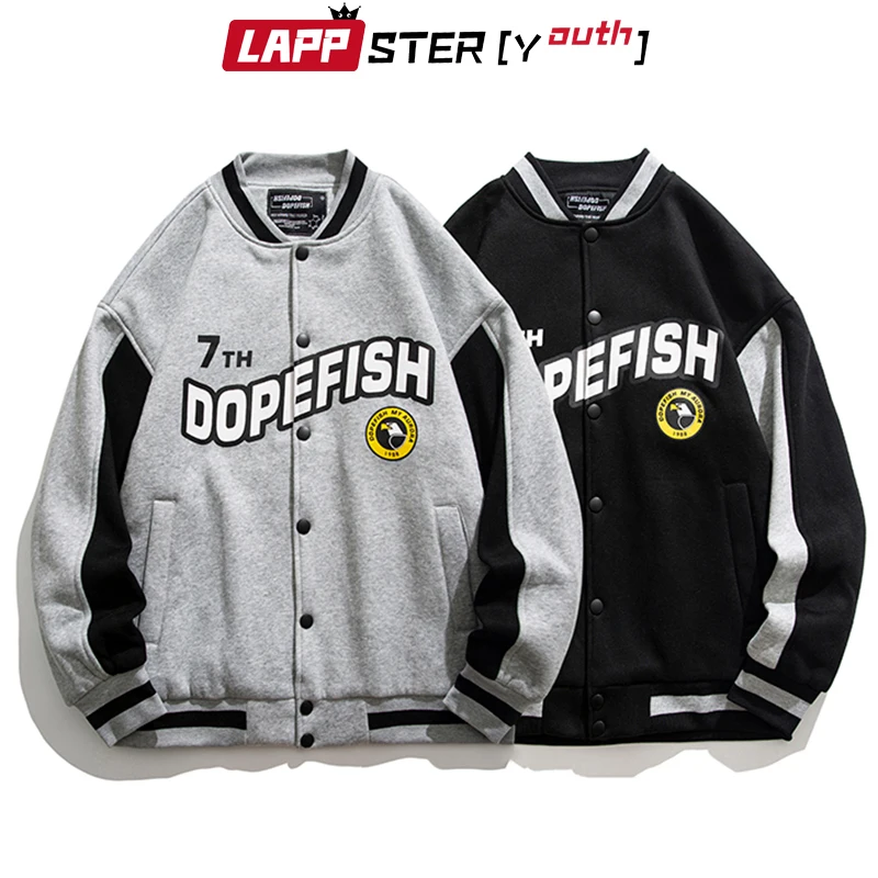 

LAPPSTER-Youth Men DOPEFISH Harajuku Streetwear Jacket 2022 Mens Japanese Oversized Vintage Windbreaker Male Kpop Varsity Jacket