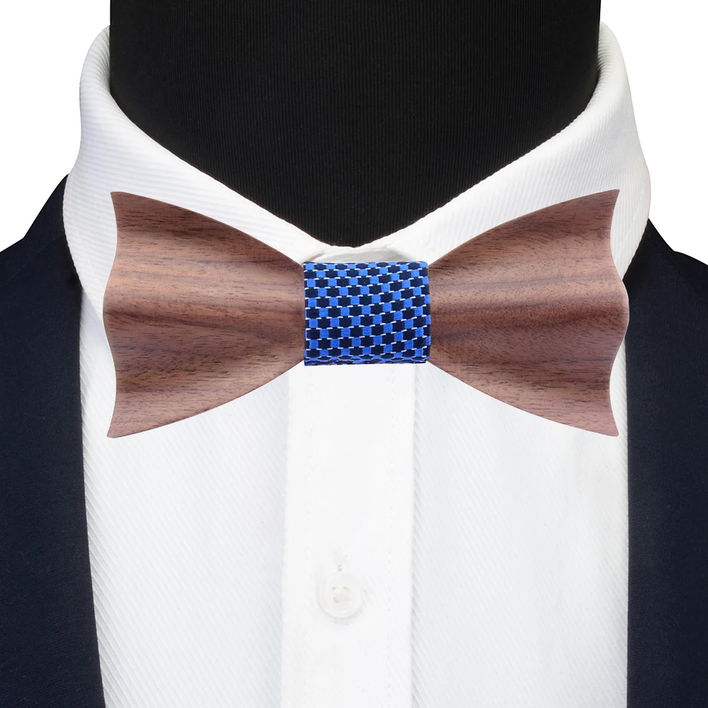 Модный 3D деревянный галстук-бабочка для мужчин красный темно-синий Шелковый