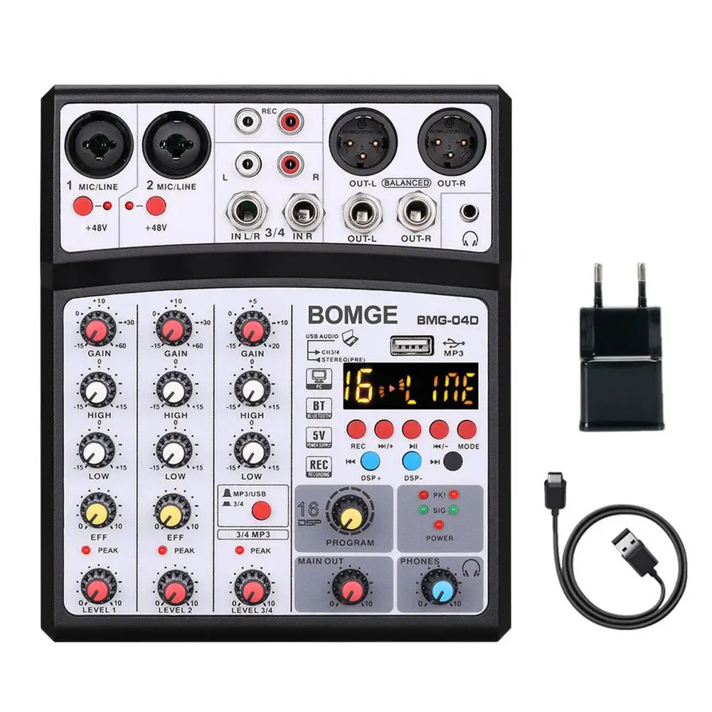 

Sound Card 4/6 Channel Mixer 4-Channel Audio Mixer USB 16dsp Effect Interface Sound Card With Bluetooth-compatible