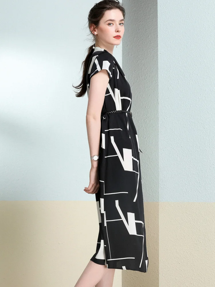 Из натурального шелка летнее платье 2021 в винтажном стиле повседневный или