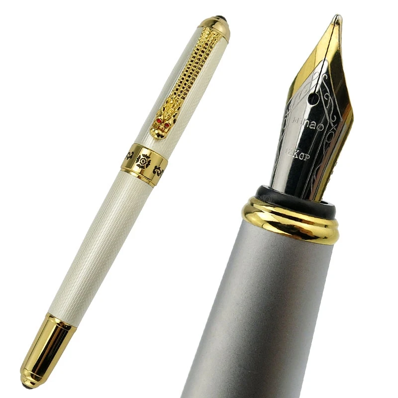 

Jinhao Brand New Fountain Pen Dragon Clip, White Writing Pen Business For Office & School & Home