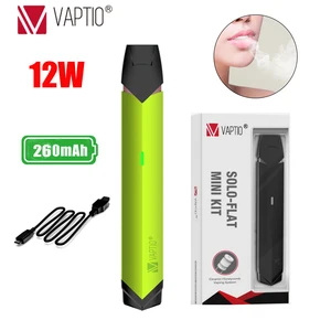 Электронная сигарета Vaptio SOLO FLAT MINI KIT, 1 шт., 12 Вт, портативный вейп-набор с аккумулятором 260 мАч, испарителем 1,0 мл