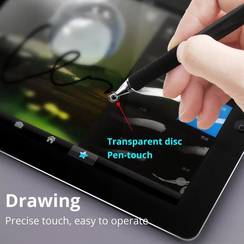 

Suitable For Mobile Phone Android Tablet Computer Capacitive Universal Painting Stylus Dual Metal Full Pen Disc Two-in-one V5F5