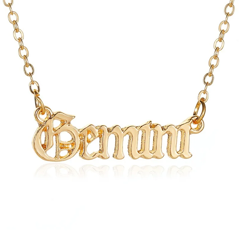 

Fashion Creativity European Necklace Jewelry Girls Twelve Constellation Alloy Zodiac English Letter Alphabet Necklaces For Women