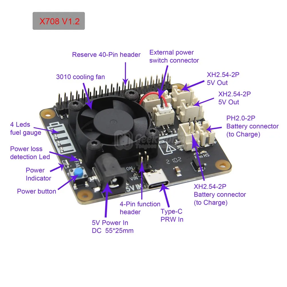 Плата Расширительная Geekworm X862 V2.0 M.2 NGFF SATA SSD с разъемом USB 3 1 поддержка Key-B 2280 для