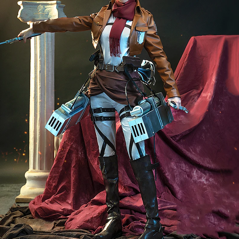 Костюм для косплея из аниме атака на Титанов пиджак и кожаная юбка рекона корпуса