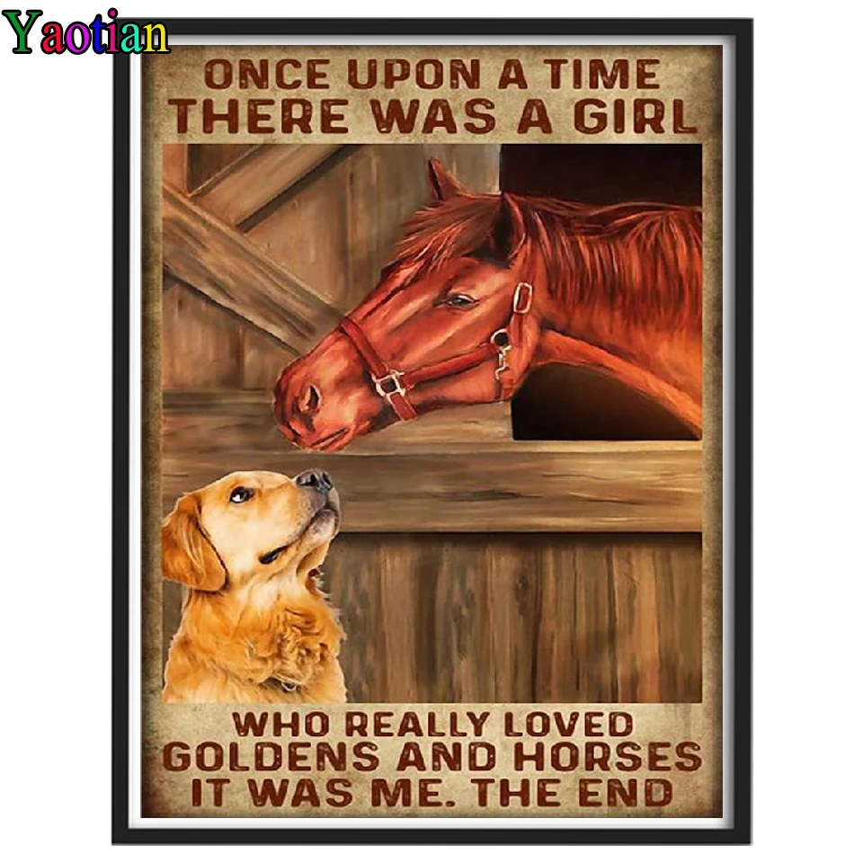 

5D DIY Diamond painting Farmhouse dog and horse Cross stitch Full Square Round Diamond embroidery Diamond Mosaic Full display