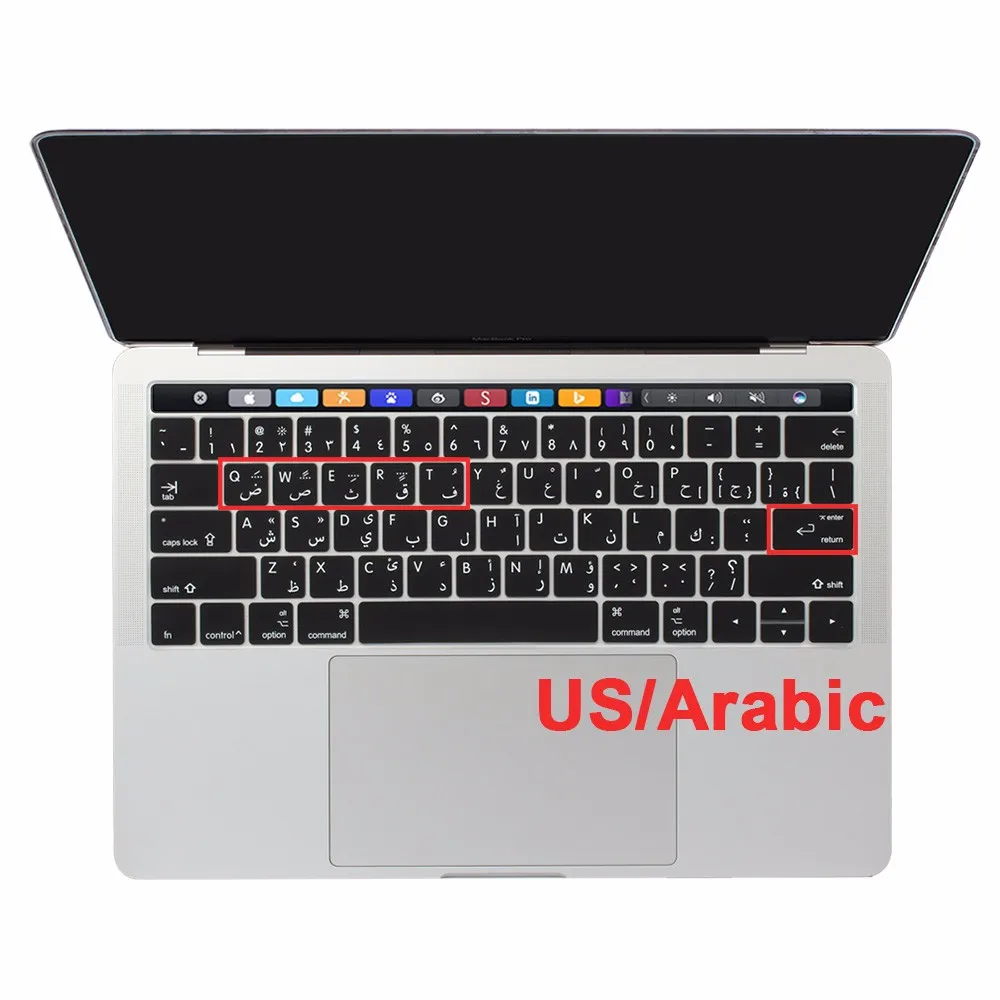 US Arabic black США ввести русский арабский Украина английская раскладка тонкий мягкий силиконовый чехол для Macbook Pro 13 15 Сенсорная панель - Цвет: US Arabic black