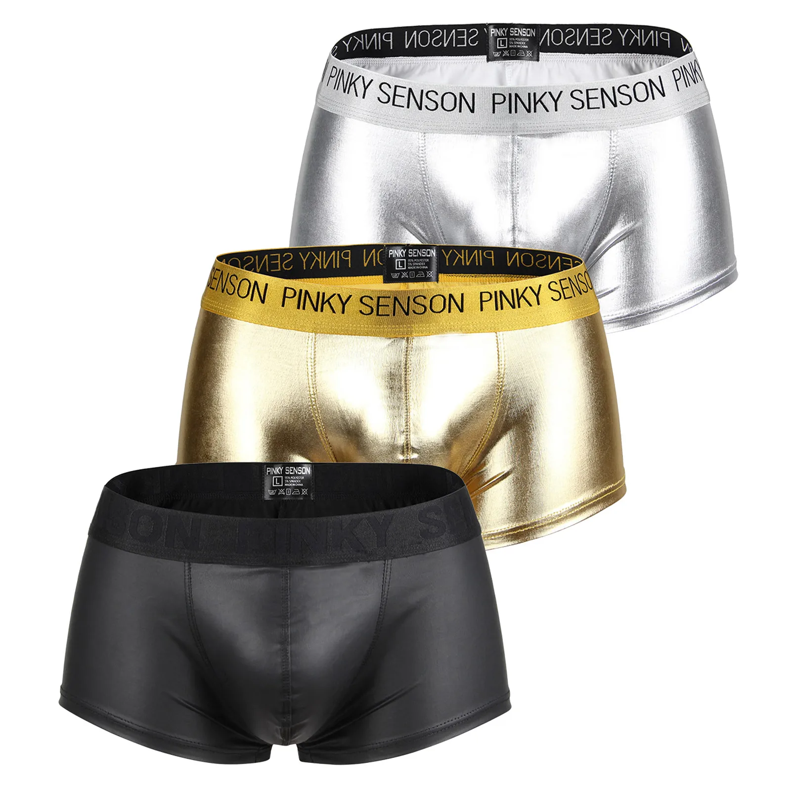 

3PC Men's Underwear Boxer Leather Briefs Sexy Big Bag Boxershorts Jockstrap Underwear Seamless Homme Boxer Panties Lingerie