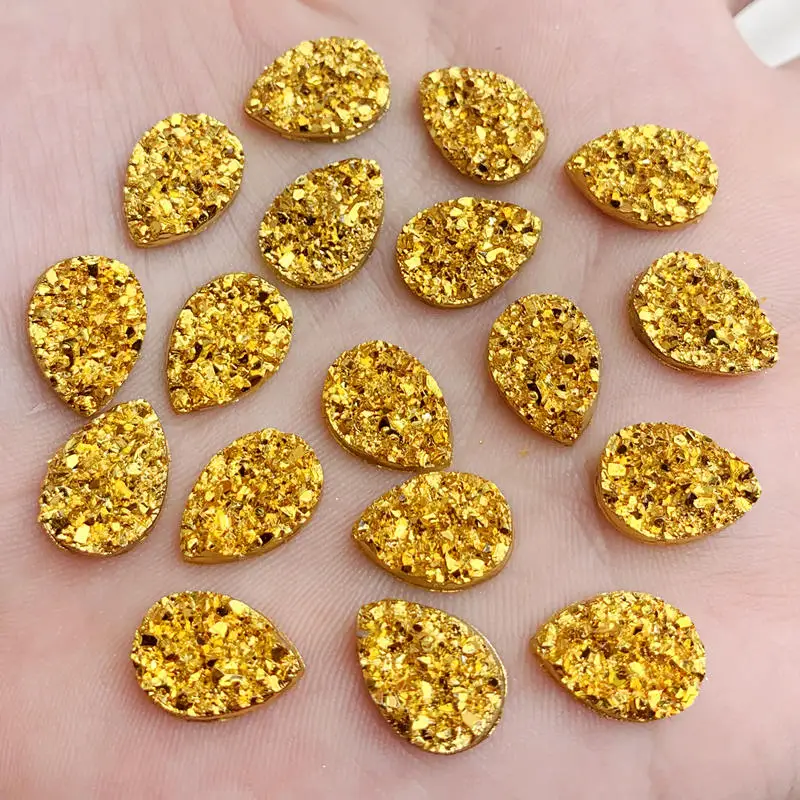 Golden Flash AB Mineral Surface Resin Rhinestone Flat Backstone DIY Wedding Decoration Crafts Decoration Accessories-50pcs/lot