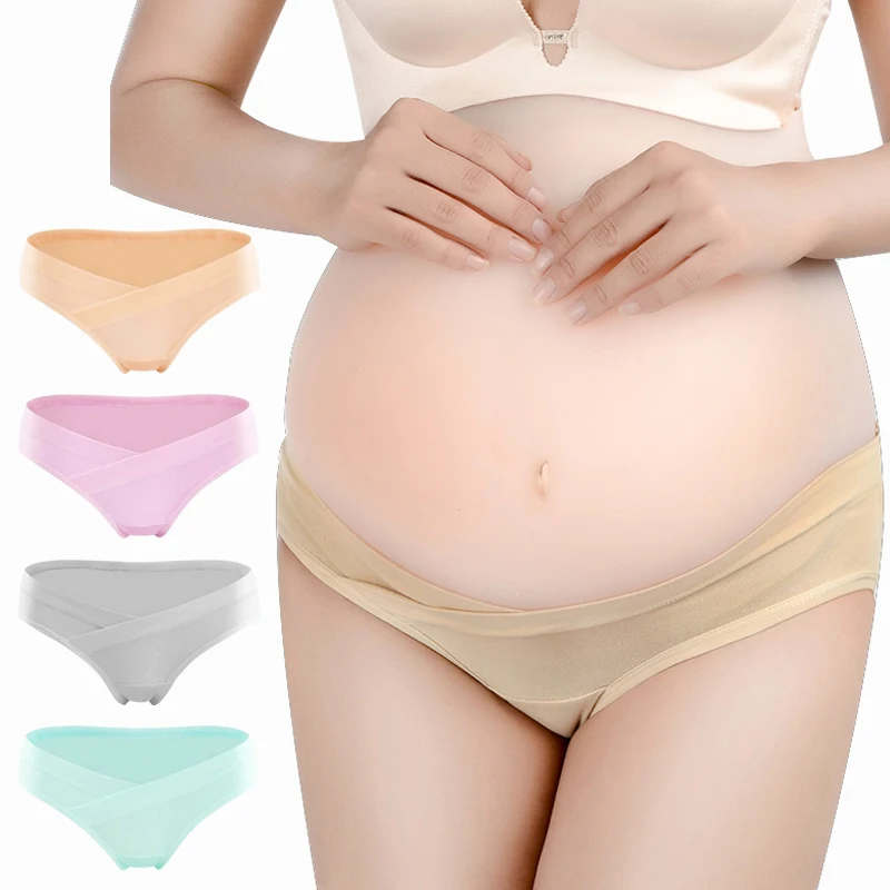 

2Pcs Panties for Pregnant Women Maternity Pregnant Underwear Postpartum Low Waist Panties V-Shaped Belly Support Cotton Panties