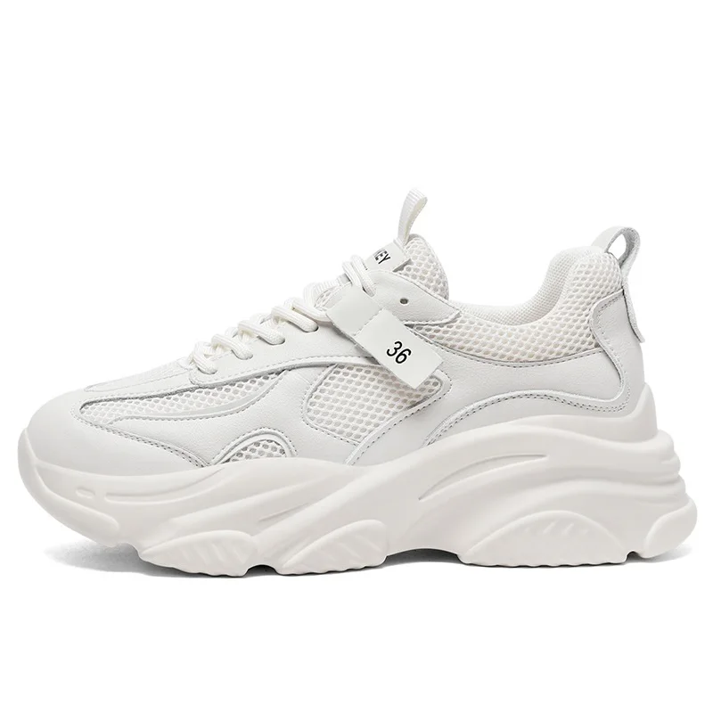 

Round Toe Flat White Shoes 2022 Fall New Elastic Band Color Matching Casual Shoes Waterproof Platform Women's Shoes