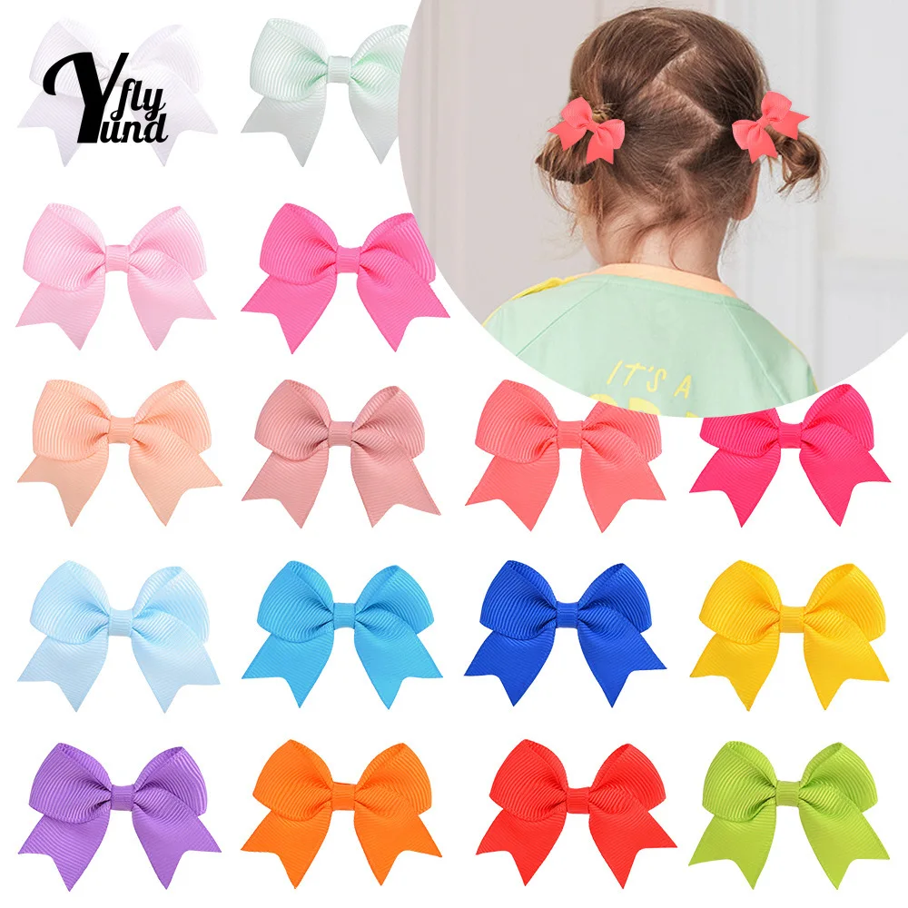 

Yundfly 2pcs/set 2.4 Inches Solid Color Ribbon Bowknot Baby Hair Clips Cute Princess Bangs Hairpin DIY Styling Tools Photo Props
