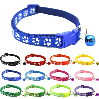 

Pvc Dog Collar With Quick Snap Buckle Footprint Dog Collar With Small Bell Cat Collar Small Dog Collar