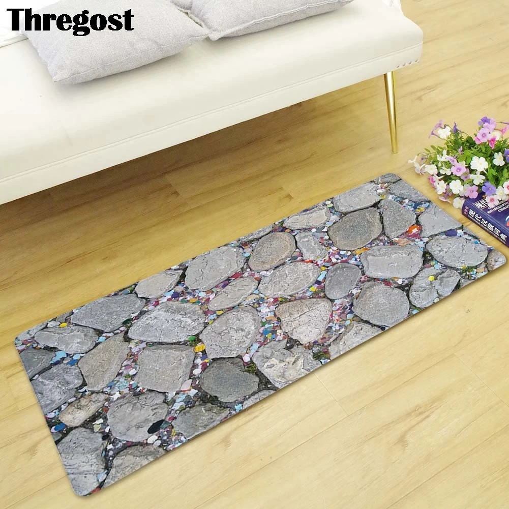 Кухонный коврик с принтом из булыжника для обуви Придверный уличные коврики
