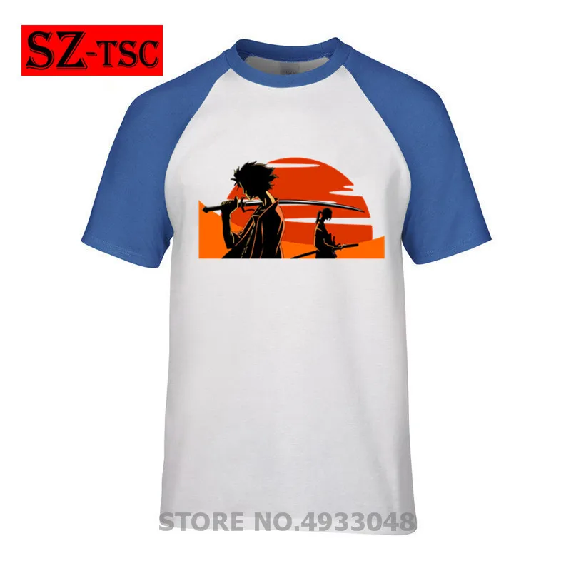 Мужская футболка Забавные футболки самурайский шамплоо аниме Муген и Цзинь