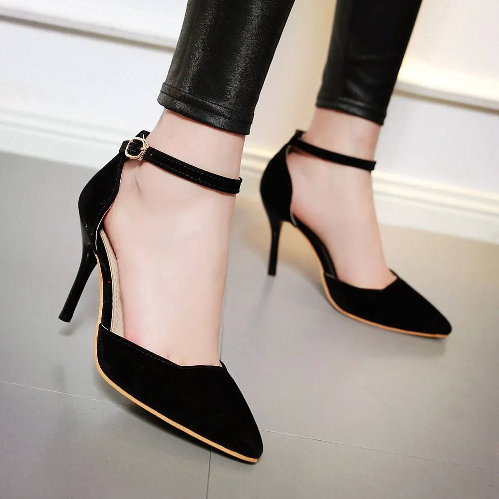 

Spring's new pointy suede party sandals are a sleek, comfortable stiletto with a big 47