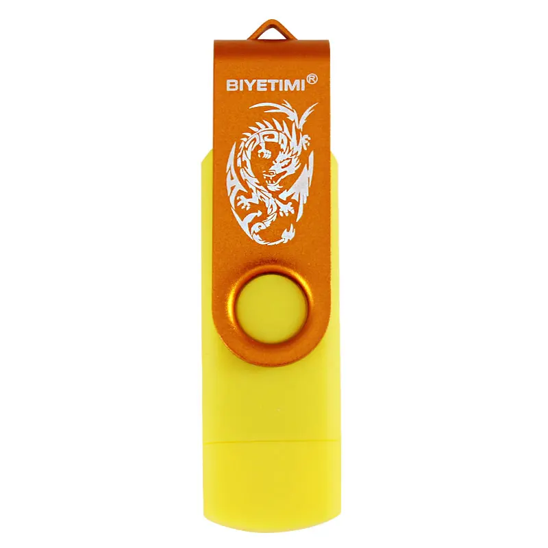 Usb флеш-накопитель Biyetimi the dragon, реальная емкость, 16 ГБ, 32 ГБ, 64 ГБ, 128 ГБ, флеш-накопитель Usb 2,0 для andriod - Цвет: Yellow