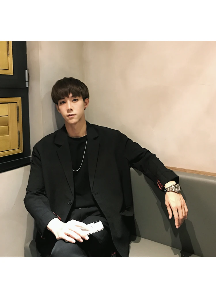 European Autumn Men Blazer Black Oversized Blazer Masculino Casual Men Blazer hombre