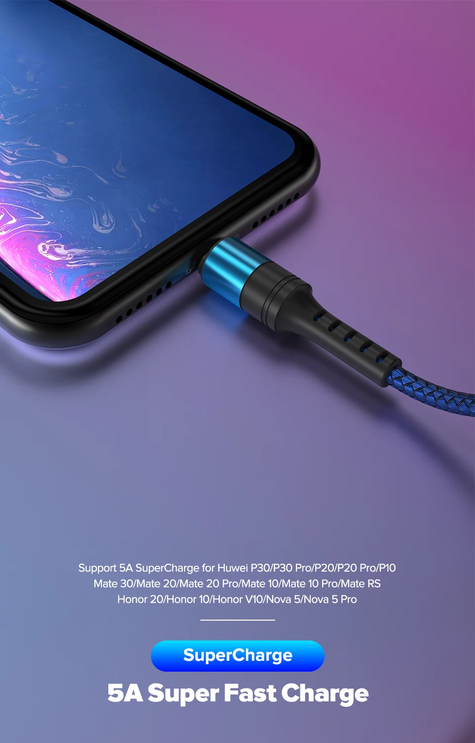 Venroii usb type C кабель 5A Supercharge 1 м 2 м type-C шнур для huawei P30 P20 mate 30 Pro Honor 20 Quick Charge 3,0 4,0 USBC Кабо