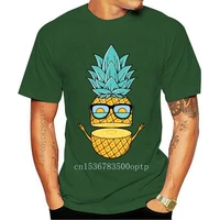 new happy holiday men t shirts interesting tshirt student 90s comic tropical fruit patterns tees yellow pineapple with sunglasse