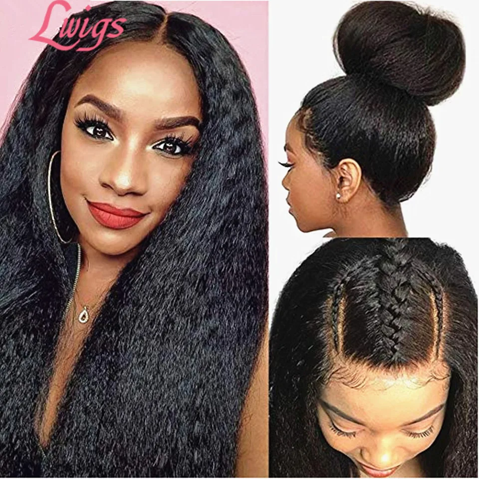 Парики из натуральных волос на кружевной основе Yaki прямые парики 360 градусов