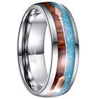 Кольца из карбида вольфрама для мужчин, обручальные кольца 9 мм с Синим Опалом и древесиной, серебристого цвета