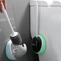 TPR Brush Head Toilet Brush Dead Corners Household Wall-Mounted Shelf Wash Squat Toilet Brush Set Creative Bathroom Silicone