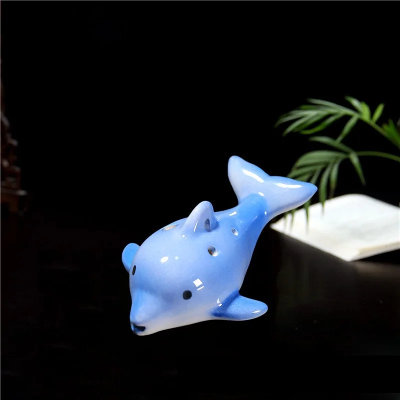 6 Hole Ocarina Ceramic Flauta Little Dolphin Shape Chilsdren's Toy Handmade Mini Ocarina Flutes for Student Musical Instruments enlarge