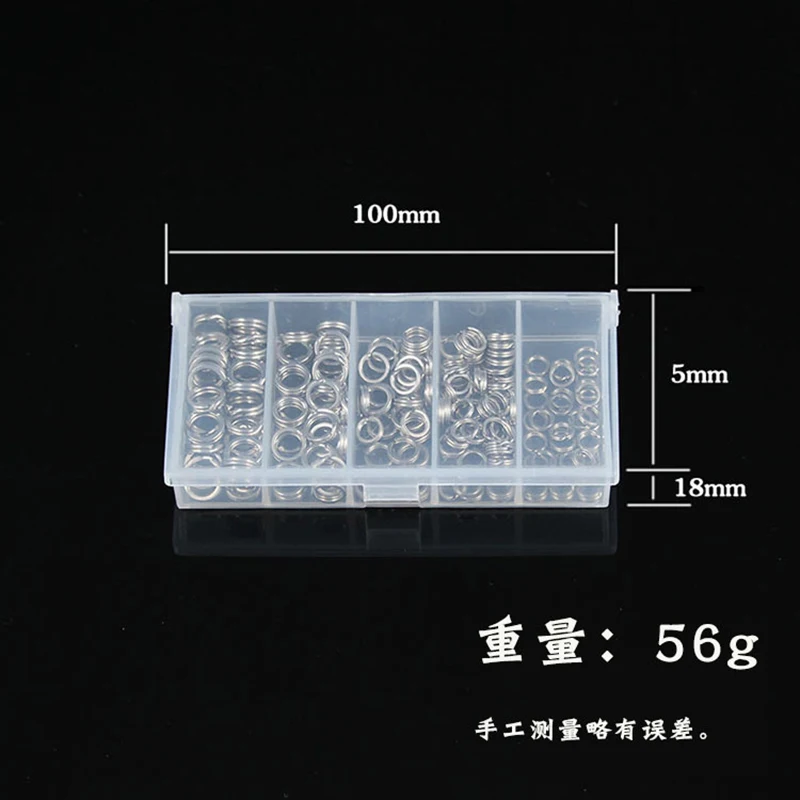 200pcs/Set Stainless Steel Fishing Split Rings Lure Solid Ring Double Loop Crank Bait Connectors Tackle Tool Kit with Box | Спорт и