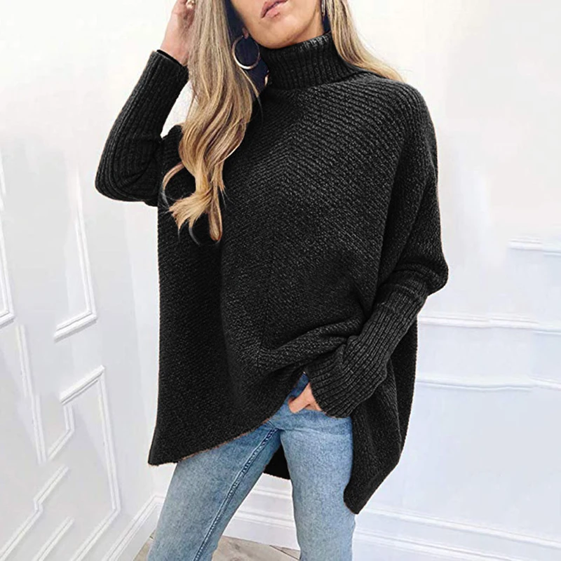 

Top Women Sweater Knitted Long Sleeve Jumper Sweet Turtleneck Knit Sweater Knitted Sweaters Pull Female Jumper