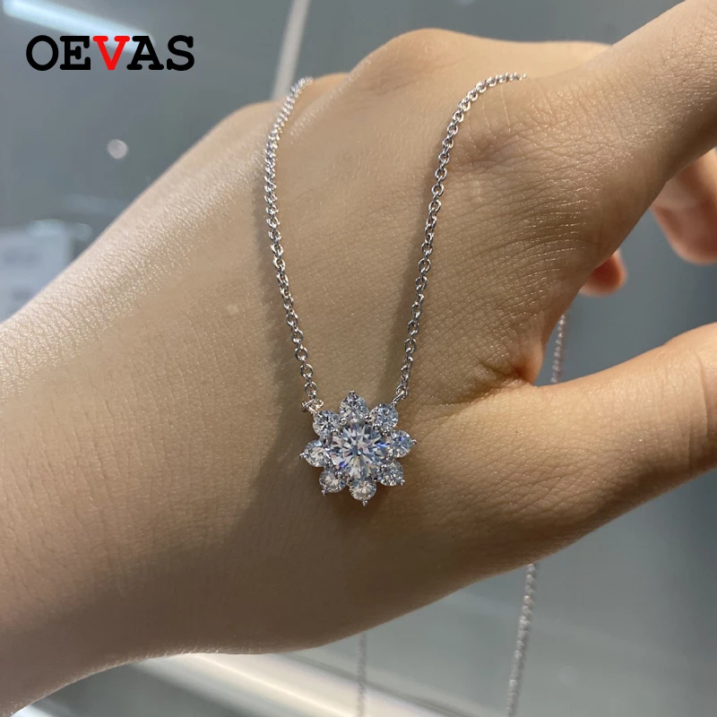 OEVAS 100% Стерлинговое Серебро 925 пробы Искрящийся полностью высокоуглеродный