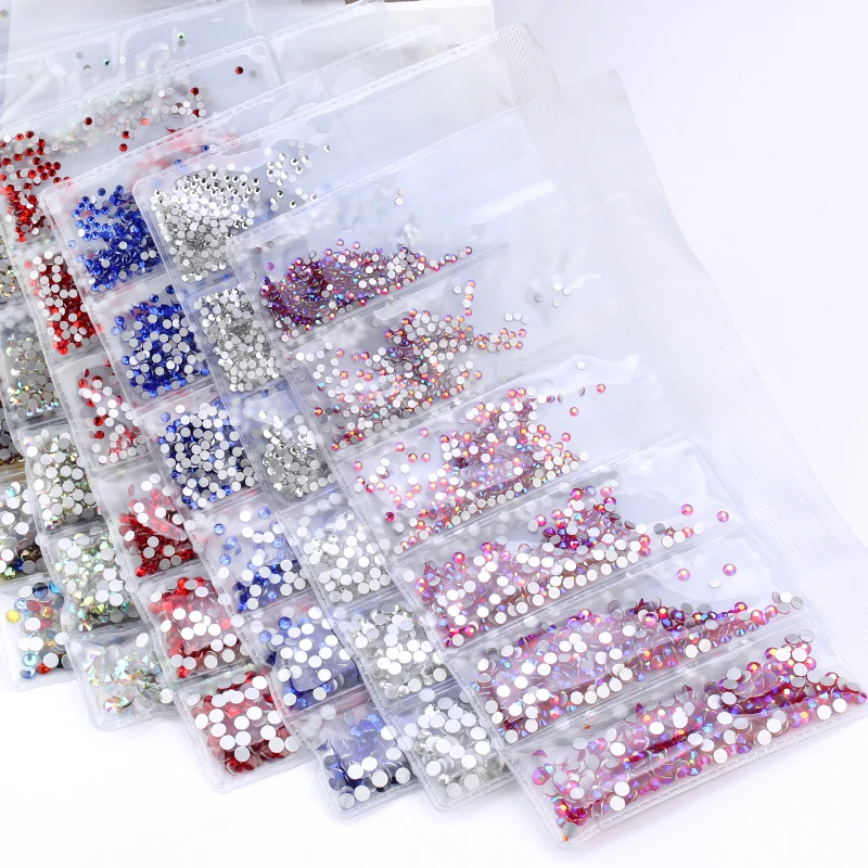 1680pcs Multi-size SS4-SS12 Nail Art Crystal Glass Rhinestones For Nails 34 Colors Flatback Decorations Clothes | Дом и сад