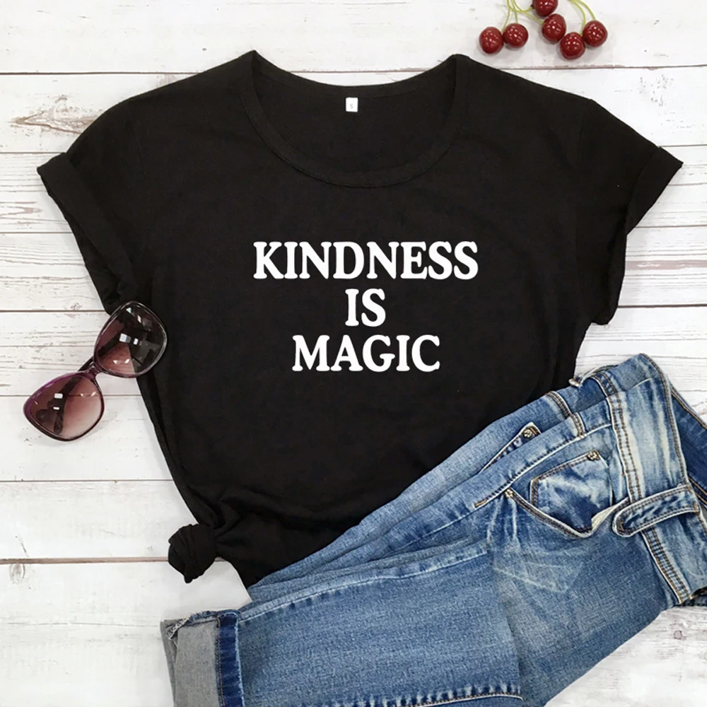 Kind ness Is Magic 100% хлопковая футболка повседневная женская с надписью Христианская