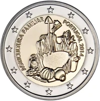 portugal 2014 international family farming year 2 euros unc 100 real original coins currency coins unc