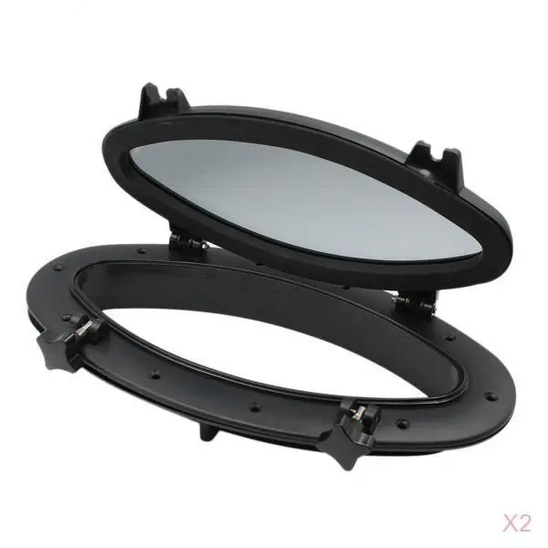 2xBlack лодка яхта Овальный порт отверстие 1" x 8" Замена окна порт отверстие стекло