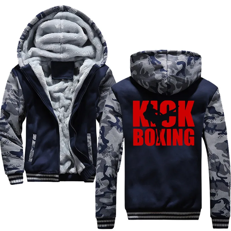 

kick boxing Hoodies Men Hooded Casual Wool Winter Thickened Warm Coat Sweatshirts Coat Zipper Cardigan Hoody Man Clothing