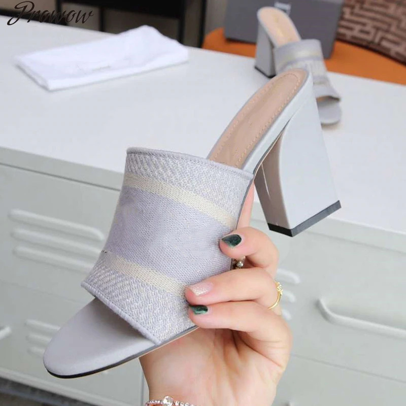 

Prowow Outdoors Leisure Slides Hot Brand Shoes Females Slippers Women Peep Toe Shoes Ladies Mid Heel Footwears Females