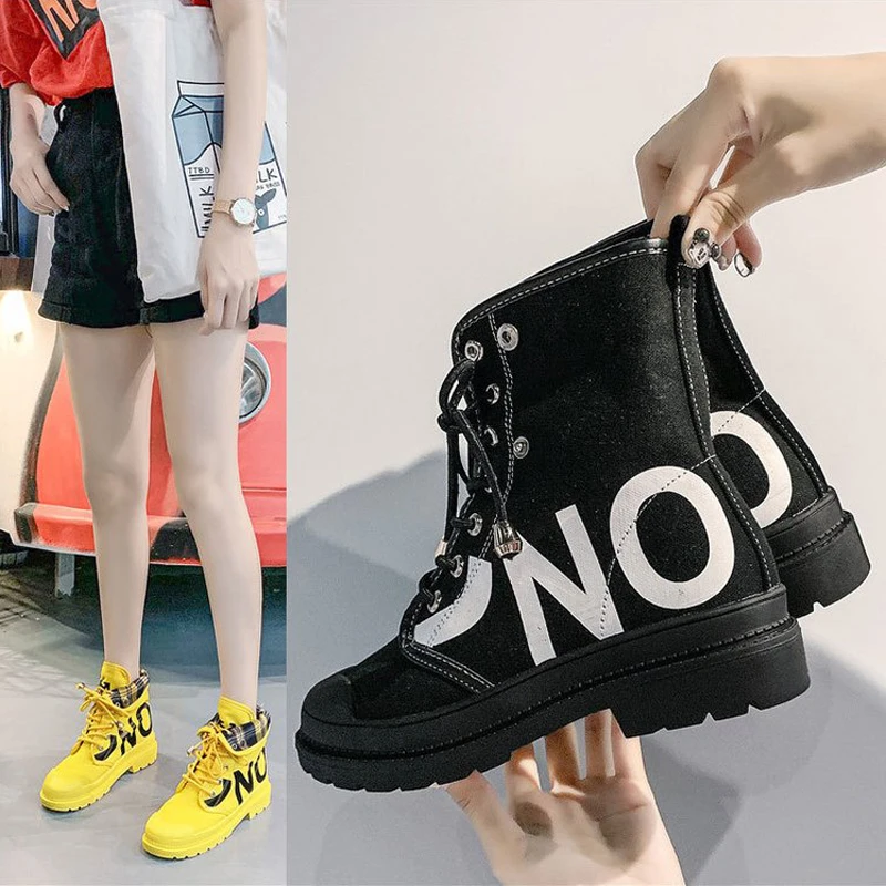 TANGNEST Lapel Letter Elastic Rope Lace up Fashion Boots Motorcycle Short With Tooling Women Shoes XWX7351 | Обувь