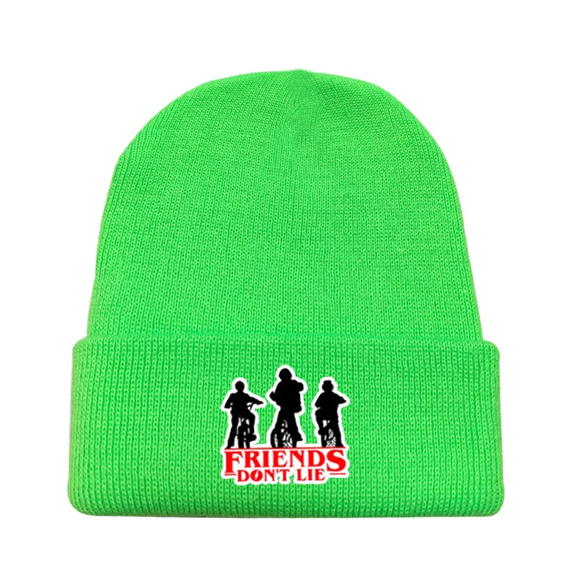 

2019 Stranger Things Knitted Hats Unisex Solid Winter Plush Hat Warm Commemorative Weird Story Green Outdoor Casual Sport Cap