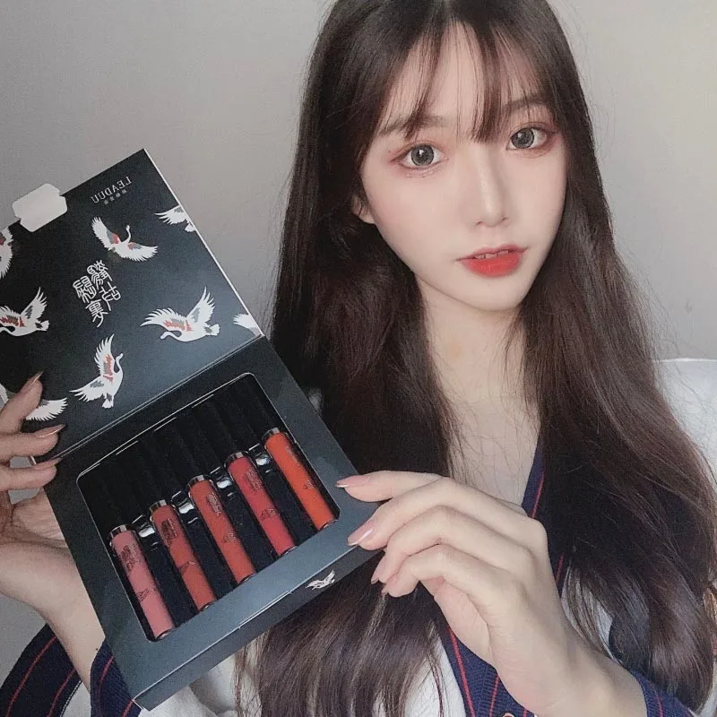 Leaduu 5 цветов Набор глазури для губ в китайском стиле увлажняющая антипригарная