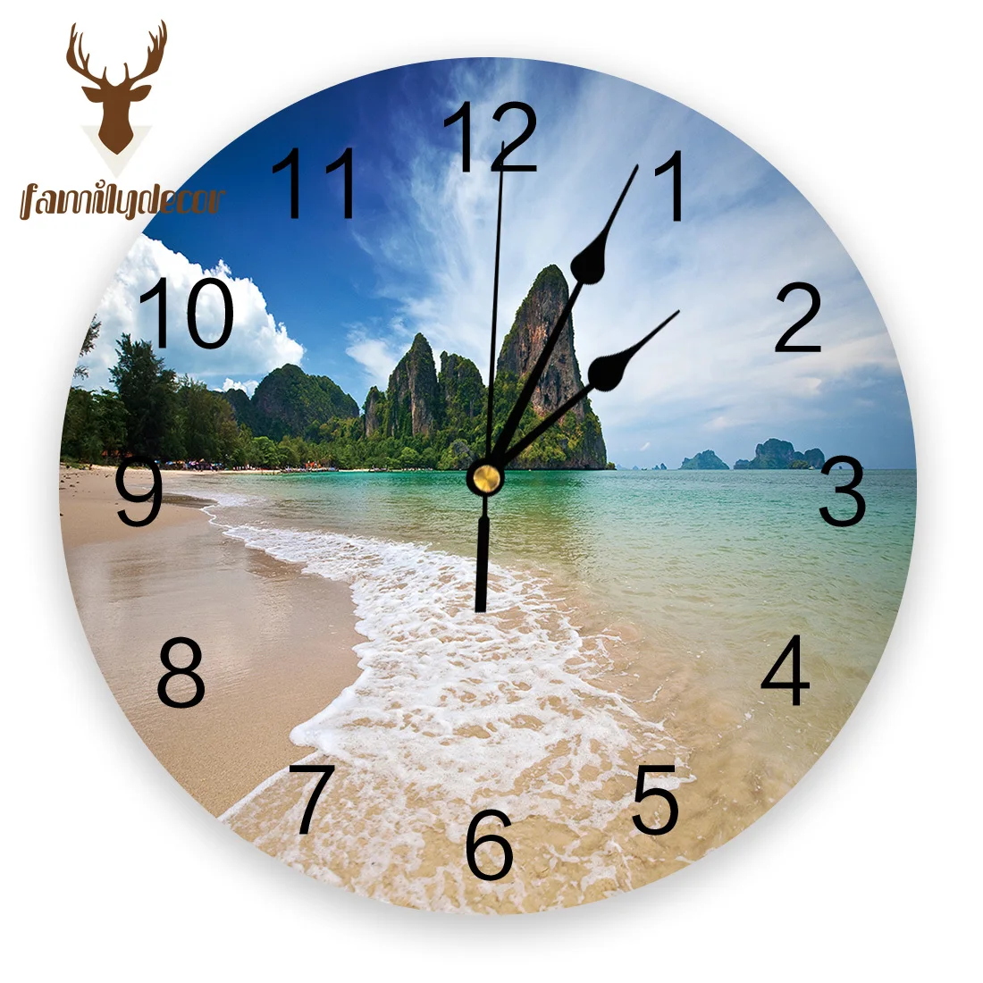 

Nature Beach Sea PVC Wall Clock Modern Design Home Decor Bedroom Silent Oclock Watch Wall For Living Room