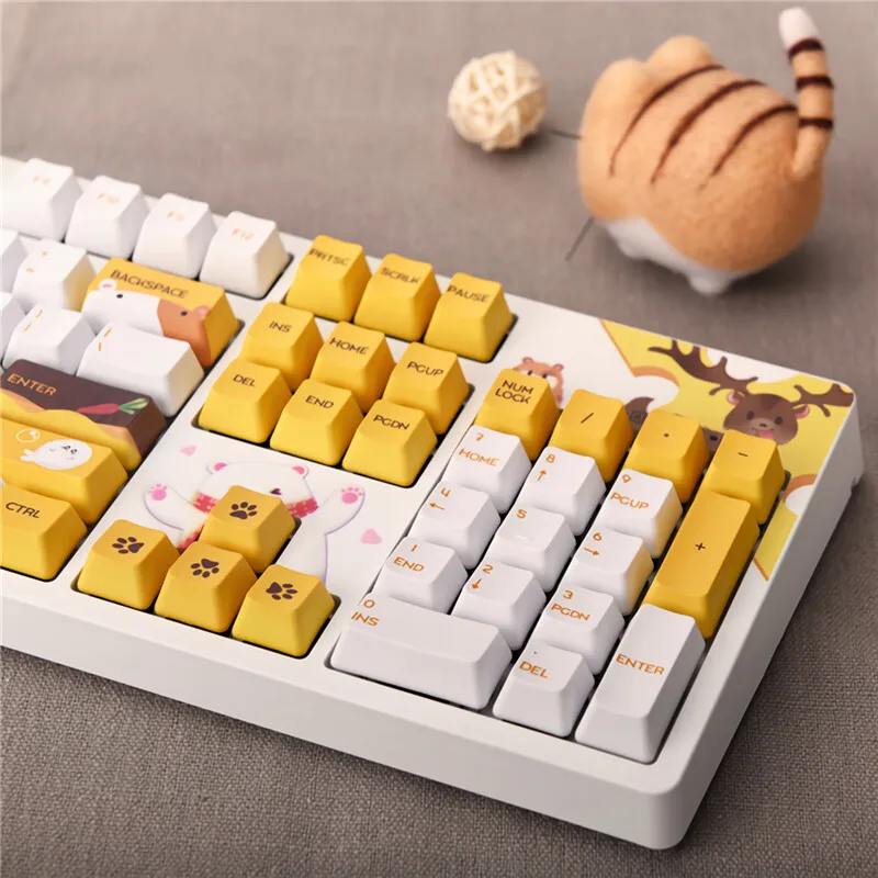 Ajazz Gaming Mechanical Keyboard 104 Keys 5 Sided Sublimation Anime OEM Profile PBT Key Cap Cherry MX Switch For Laptop PC Home